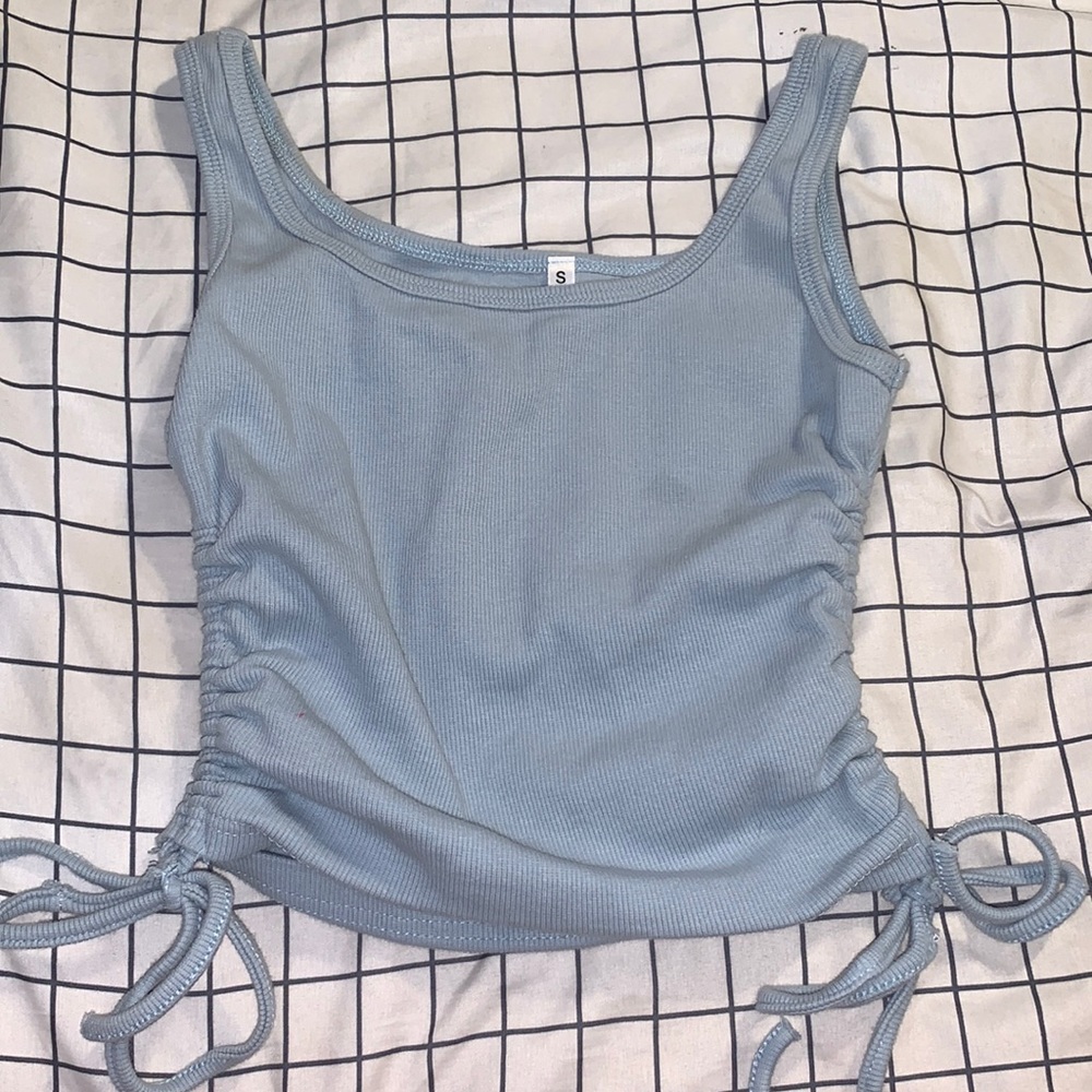 small light blue crop top